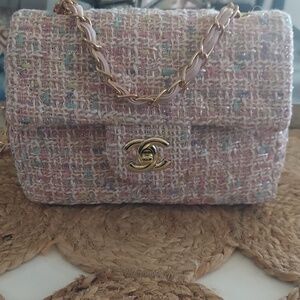 Chanel Beaute VIP Tweed Mini  Bag PINK Gold Chain Crossbody Beauty GWP